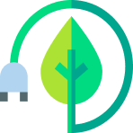 Eco-friendly energy symbol with plug and leaf