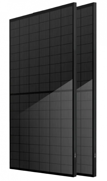 Black solar panels on white background