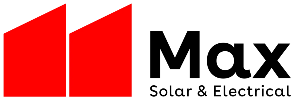 Max Solar & Electrical logo, red and black design.